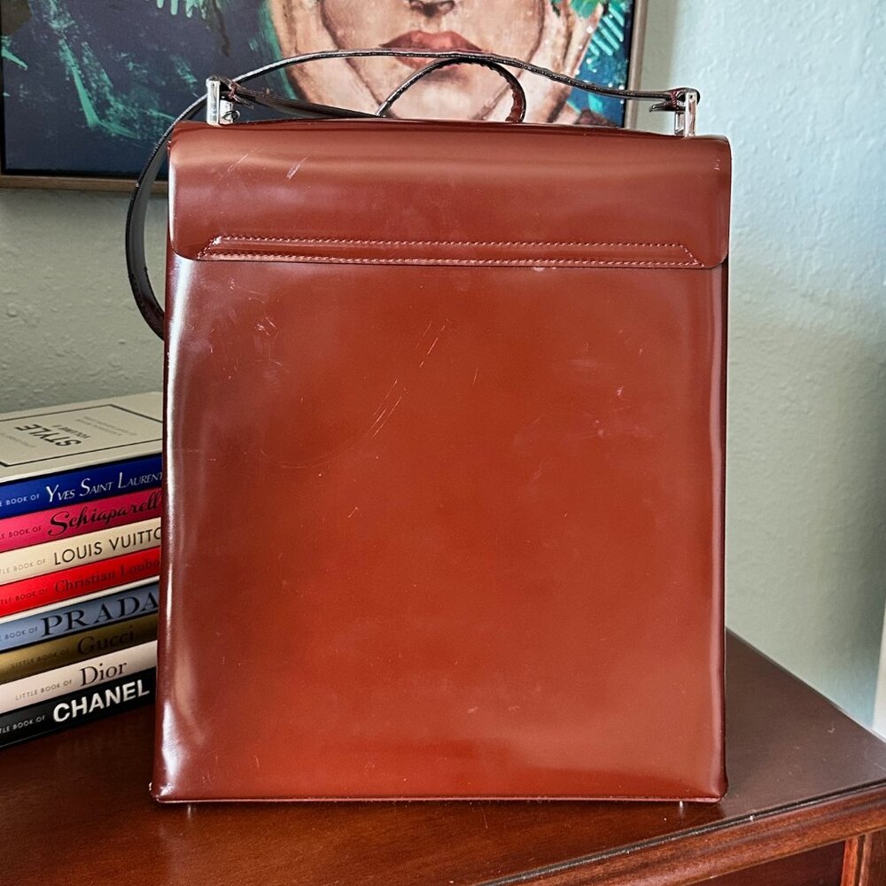 Gucci Brown Patent Leather T-Lock Shoulder Bag, Tom Ford Era - Picture 4 of 12